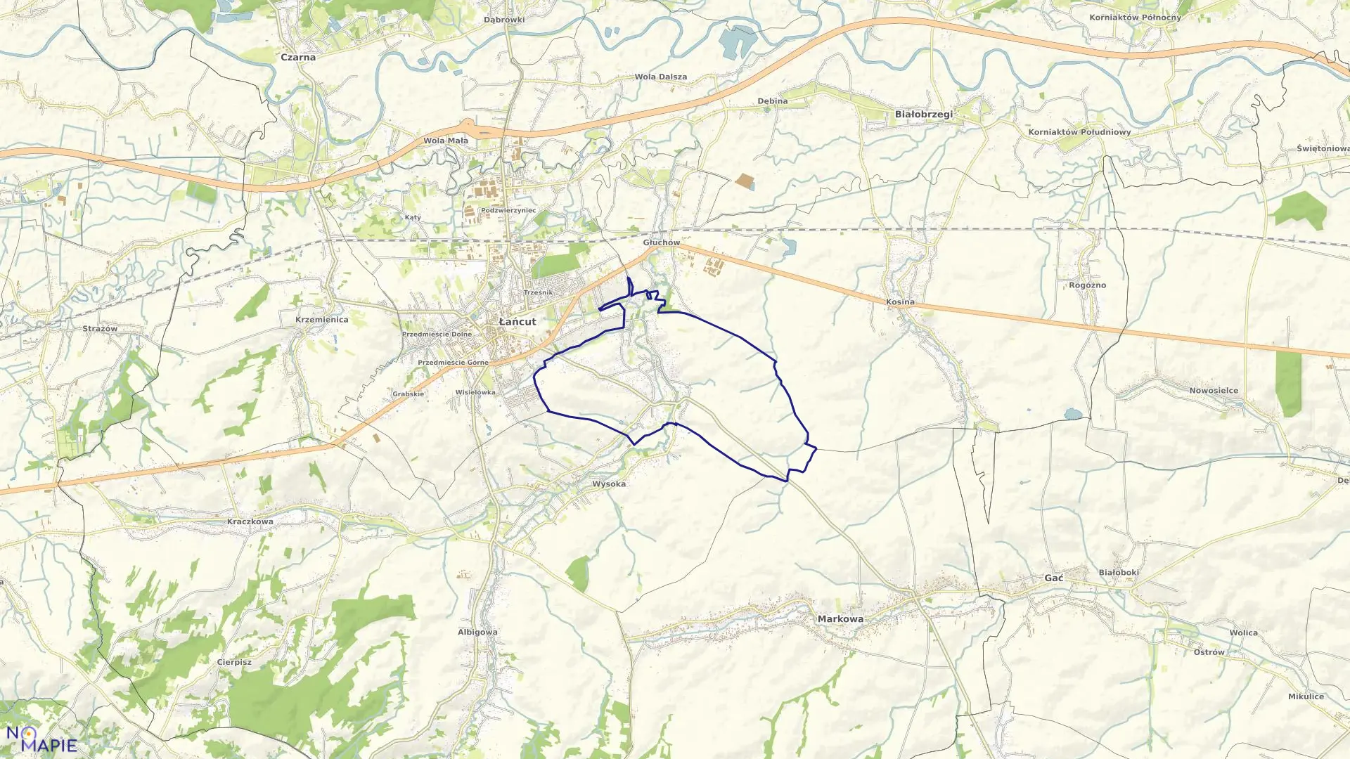 Mapa obrębu Sonina w gminie Łańcut